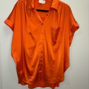 Orange Satin Women's Blouse